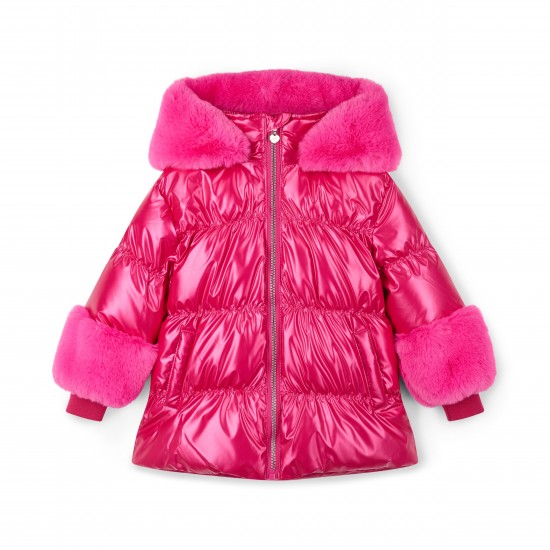 ADEE Fuchsia Pink Avery fur trim jacket 