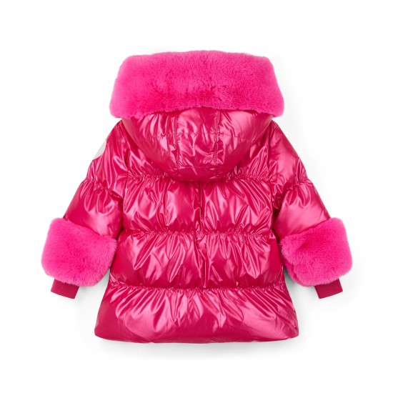 ADEE Fuchsia Pink Avery fur trim jacket 