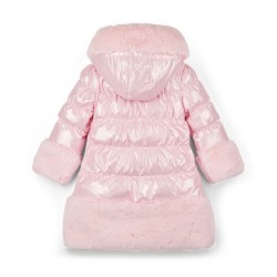 ADEE Pale Pink Aurora long fur trim jacket 