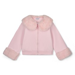 ADEE Pale Pink Audrey fur trim bomber jacket 