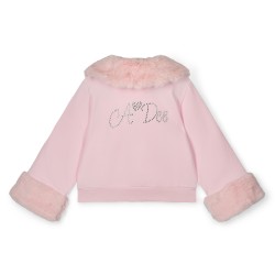 ADEE Pale Pink Audrey fur trim bomber jacket 