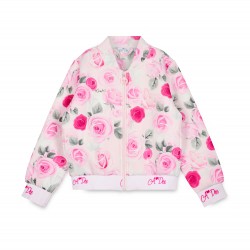 ADEE Pale Pink Alice Rose print bomber jacket 