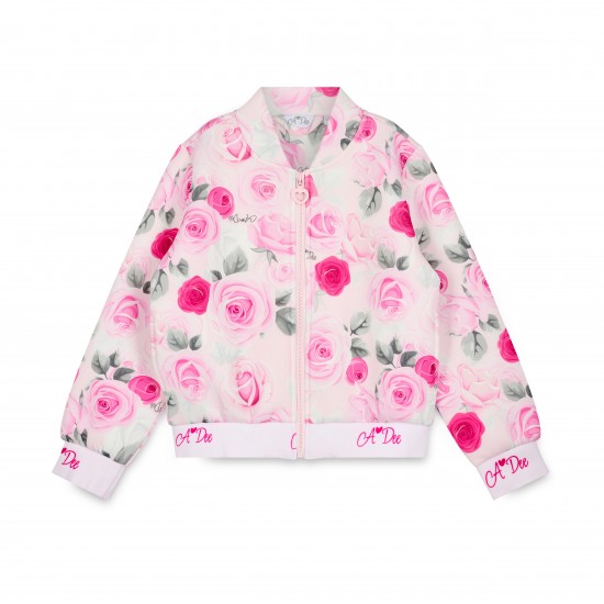 ADEE Pale Pink Alice Rose print bomber jacket 