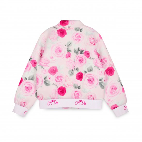 ADEE Pale Pink Alice Rose print bomber jacket 