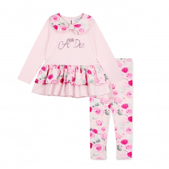 ADEE Pale Pink Adeline rose print legging set 