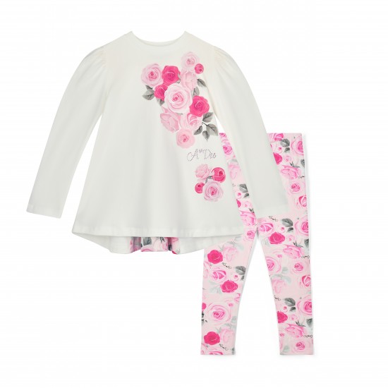 ADEE Pale Pink Ayla rose print legging set 