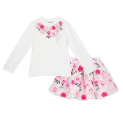 ADEE White Ariella rose print skirt set 