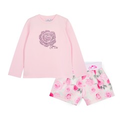 ADEE Pale Pink Amaya rose print short set