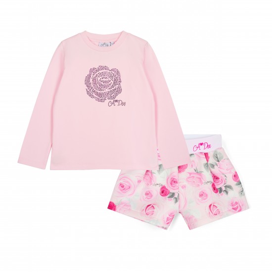 ADEE Pale Pink Amaya rose print short set