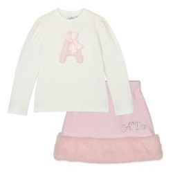 ADEE White Andrea fur skirt set 