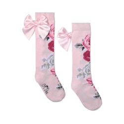 ADEE Pale Pink Alessandra rose print knee high socks 