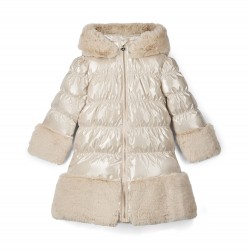 ADEE Stone/Beige Aurora long fur trim jacket