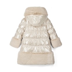 ADEE Stone/Beige Aurora long fur trim jacket