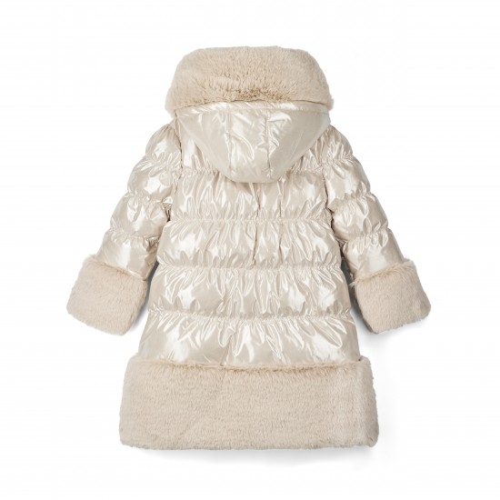ADEE Stone/Beige Aurora long fur trim jacket