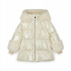ADEE White Avery short fur trim jacket