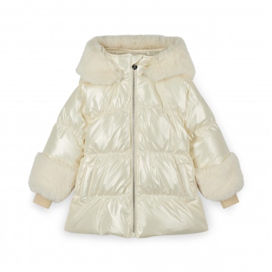 ADEE White Avery short fur trim jacket