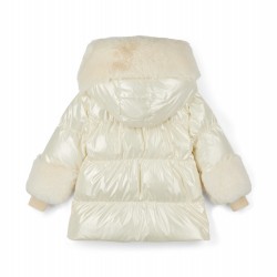 ADEE White Avery short fur trim jacket