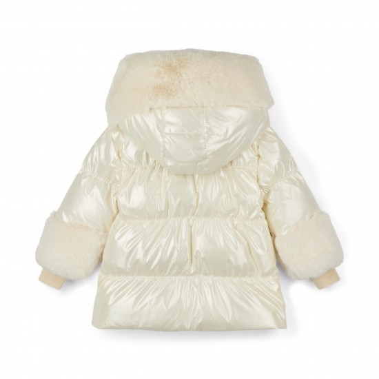 ADEE White Avery short fur trim jacket