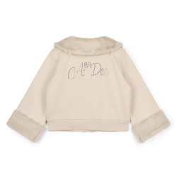 ADEE Stone/Beige Audrey fur trim bomber jacket 
