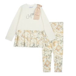 ADEE White Blake bow print peplum legging set