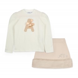 ADEE Andrea White fur skirt set 