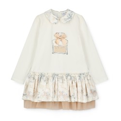 ADEE White Betty bow print dop waist dress