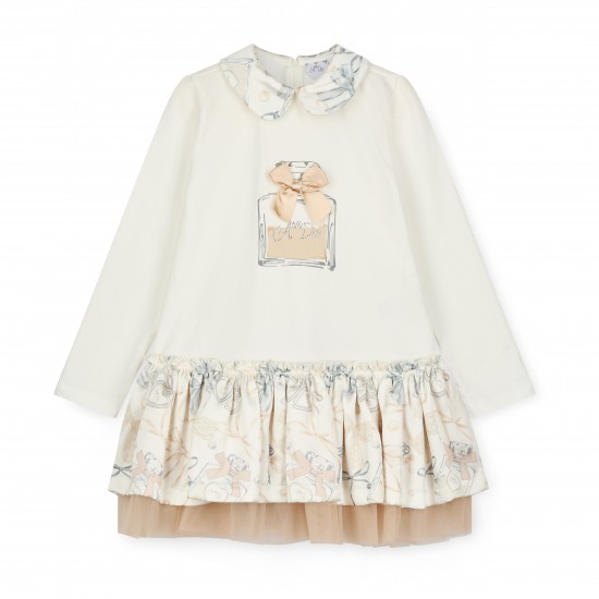 ADEE White Betty bow print dop waist dress