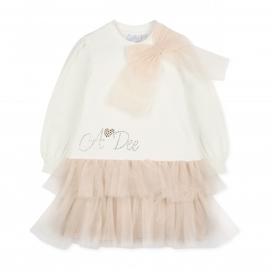 ADEE White Brandy tulle bow dress