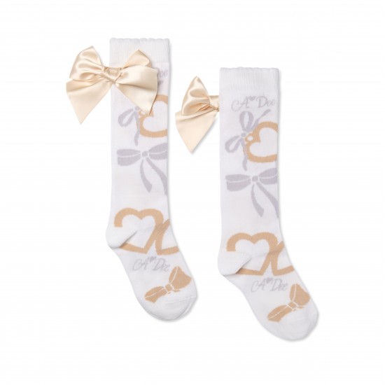 ADEE Alessandra bow print knee high sock