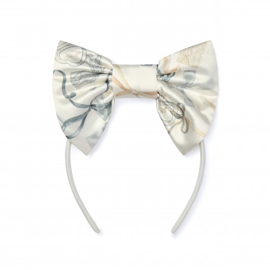 ADEE White Allie Printed bow headband 