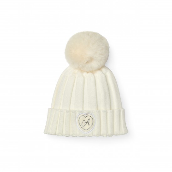 ADEE Cream Bobbie pom pom hat