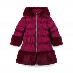 ADEE Deep Cherry Aurora fur trim jacket 