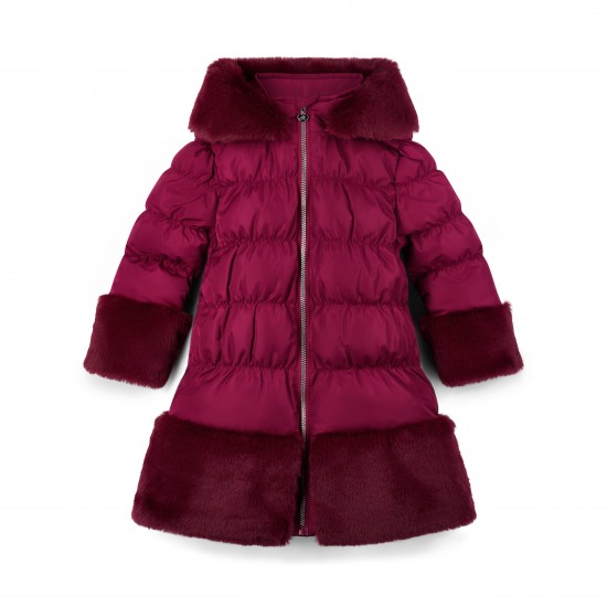 ADEE Deep Cherry Aurora fur trim jacket 