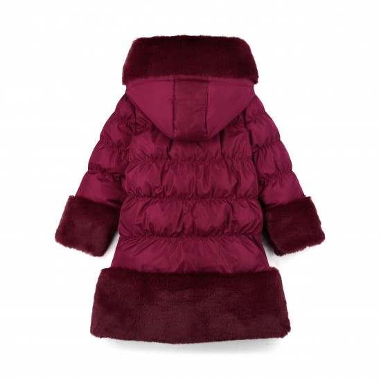 ADEE Deep Cherry Aurora fur trim jacket 