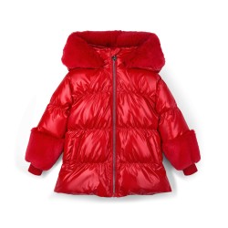 ADEE Red Avery short fur trim jacket 