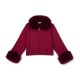 ADEE Deep Cherry Audrey fur trim bomber jacket 