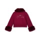 ADEE Deep Cherry Audrey fur trim bomber jacket 