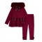ADEE Deep Cherry Alina fur trim legging set 