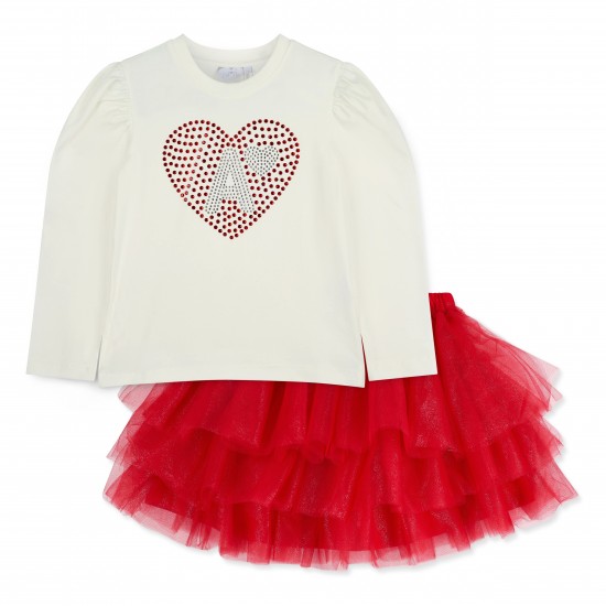 ADEE Red Blair tulle skirt set 