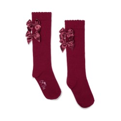 ADEE Deep Cherry Ariel bow knee high socks 
