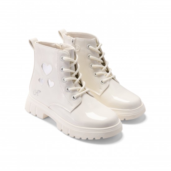 ADEE White Amore heart boots 