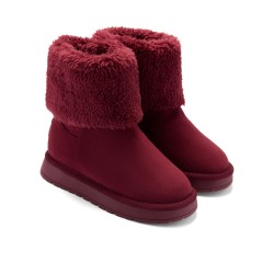 ADEE Deep Cherry Fluffie fur trimmed boots 