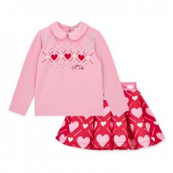 ADEE Lyla Pink/red heart skirt set 