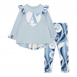ADEE Blue Nina swirl print legging set 