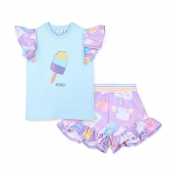 ADEE Sia Blue ice cream short set 