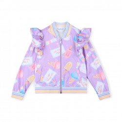 ADEE Lilac Stephanie Ice cream print frill bomber jacket 