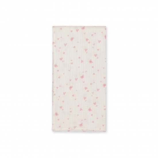 Baby Gi Cream/Pink hearts burp cloth 