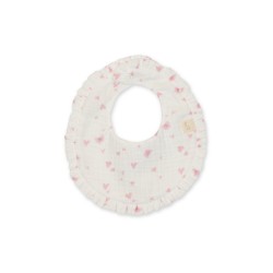 Baby Gi Cream/Pink hearts bib 