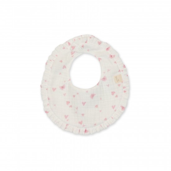 Baby Gi Cream/Pink hearts bib 
