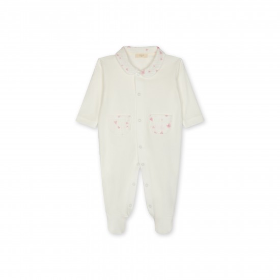 Baby Gi Cream hearts pocket babygrow 